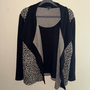 Women's Black and Gray Animal Print Cardigan
